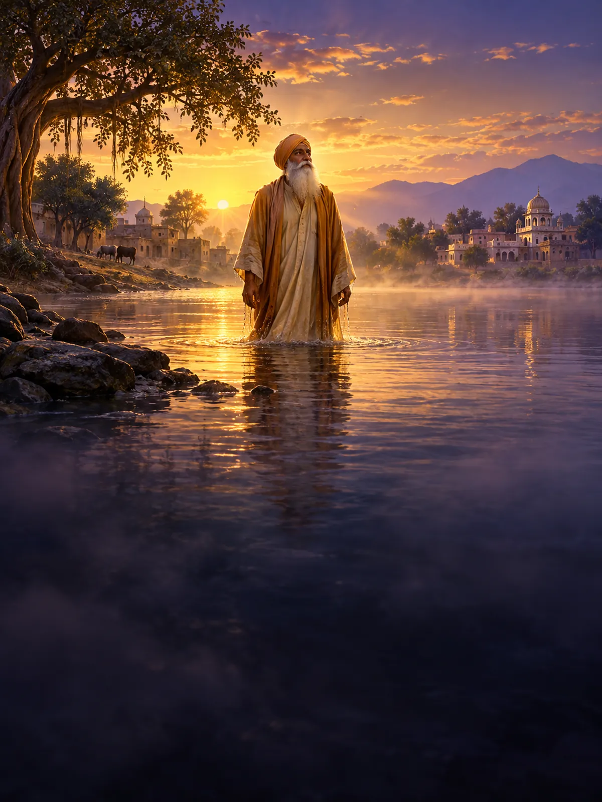 Illustration accompanying guru nanak's calling