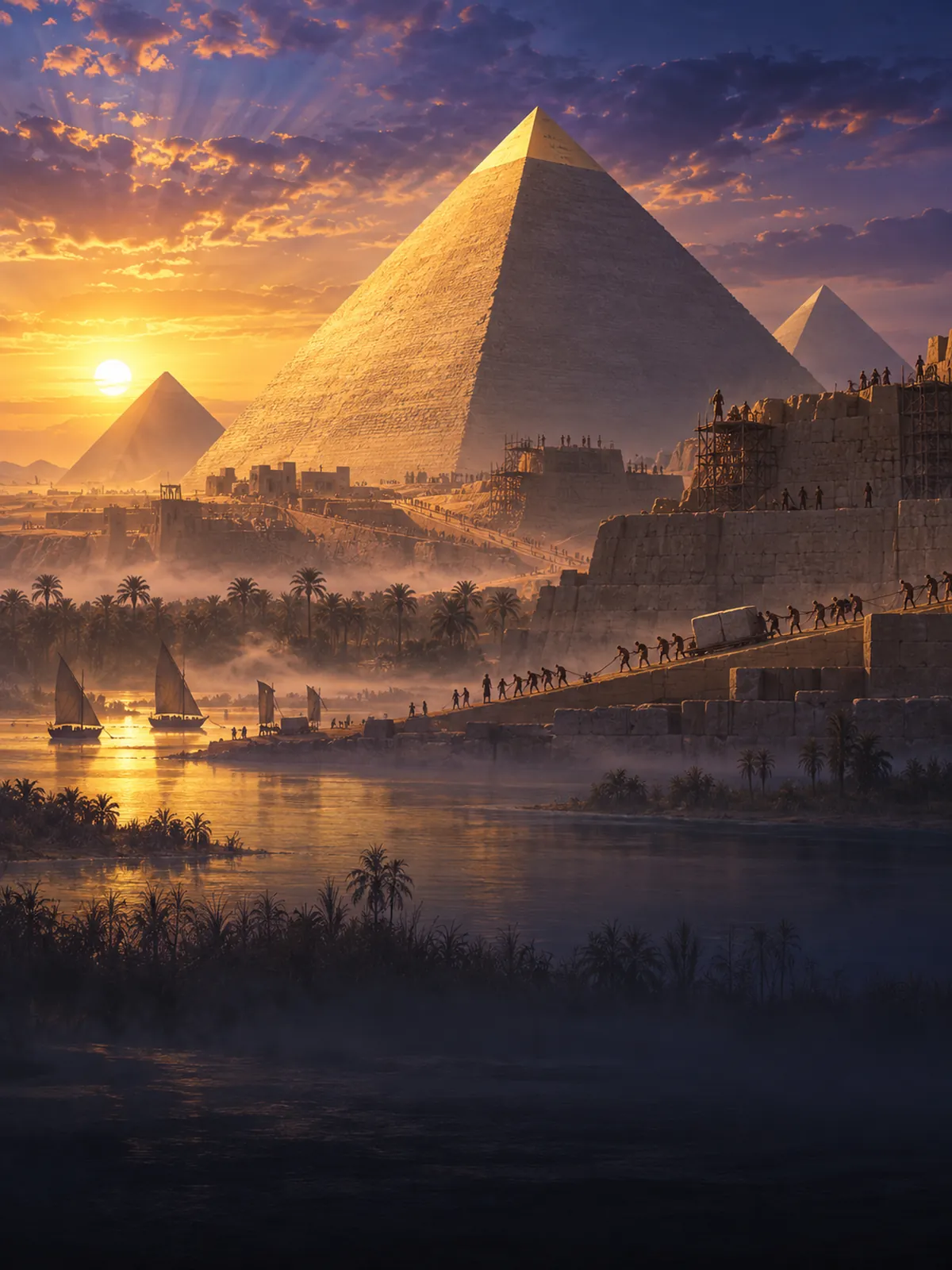 Illustration accompanying the pyramids of giza