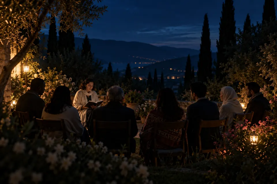 3 a.m. gathering in a garden
