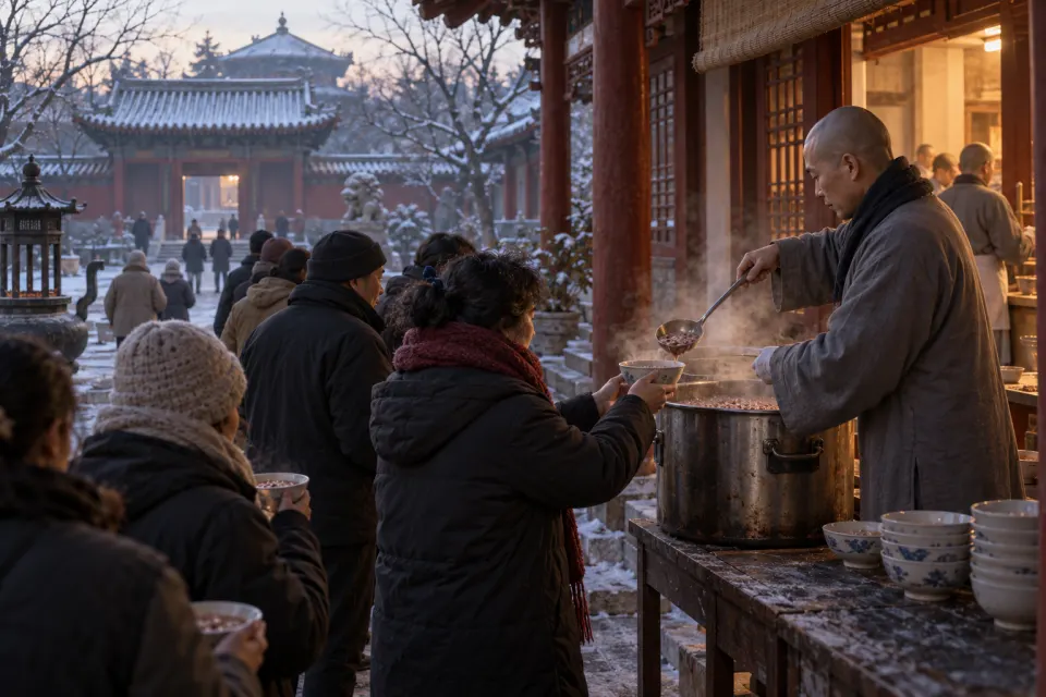 Laba porridge served at a Chinese temple