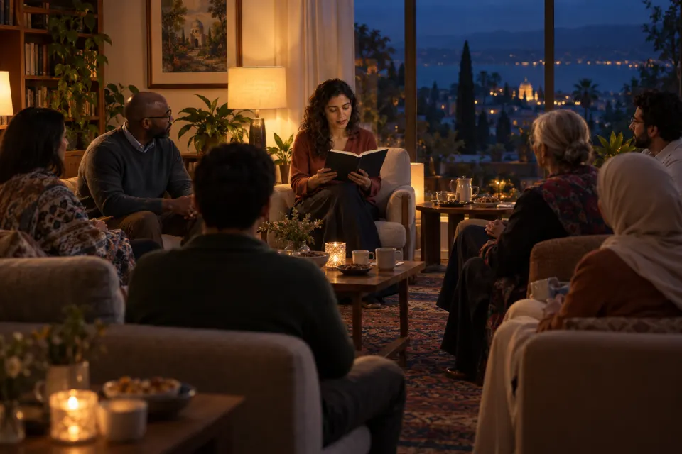 evening gathering at a home