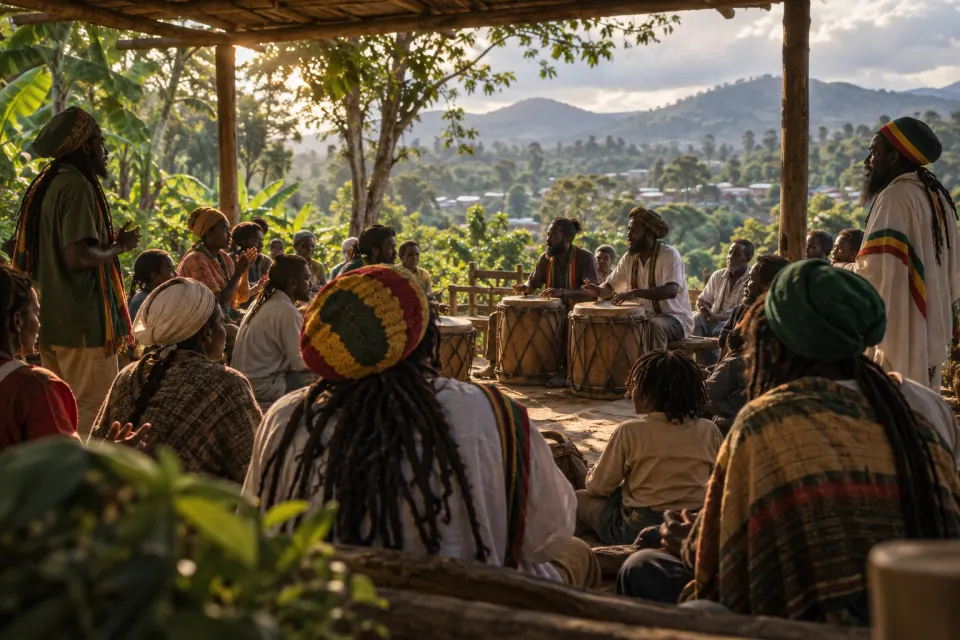 a birthday celebration at a Rastafari centre