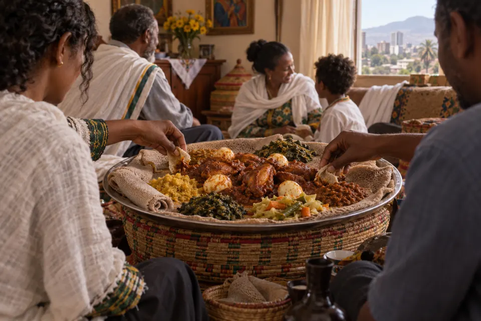 Ethiopian Fasika feast after the fast