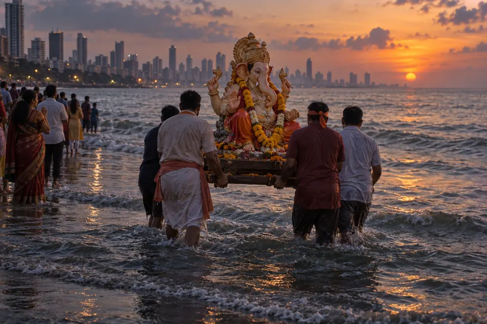 Lalbaugcha Raja pandal queue, immersion at Chowpatty