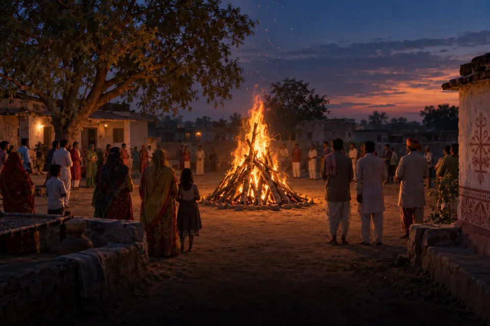 Holika's pyre with Prahlada unharmed