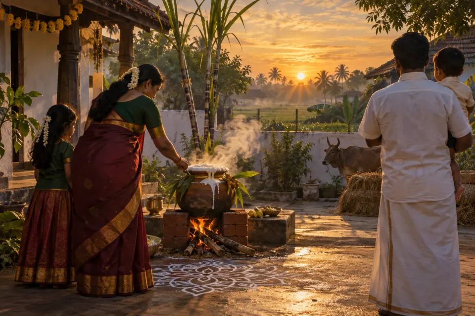 Pongal pot boiling over