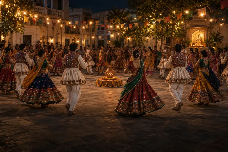 garba circle in Ahmedabad at night