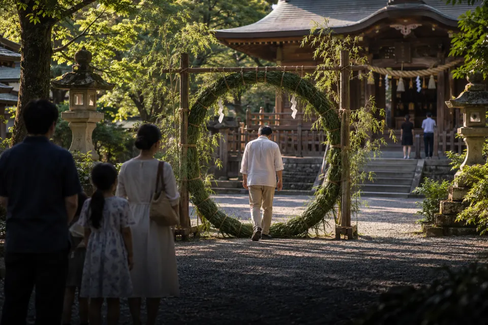 the grass ring at a shrine gate