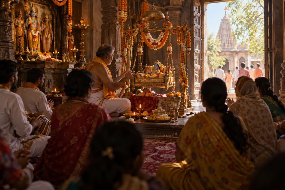 Ramlila stage, Rama's cradle in a temple