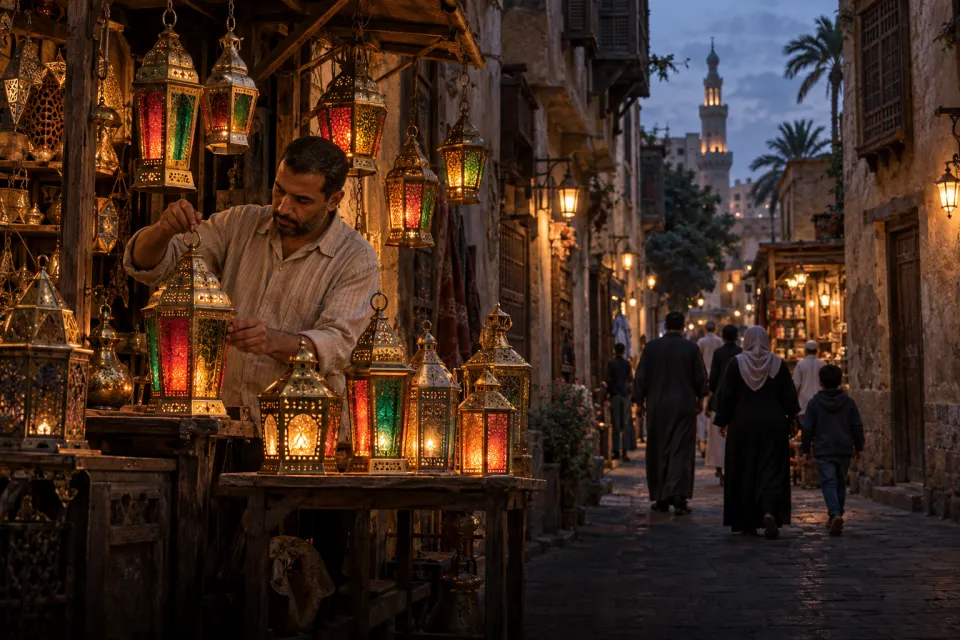 Cairo fanous lanterns in a lane