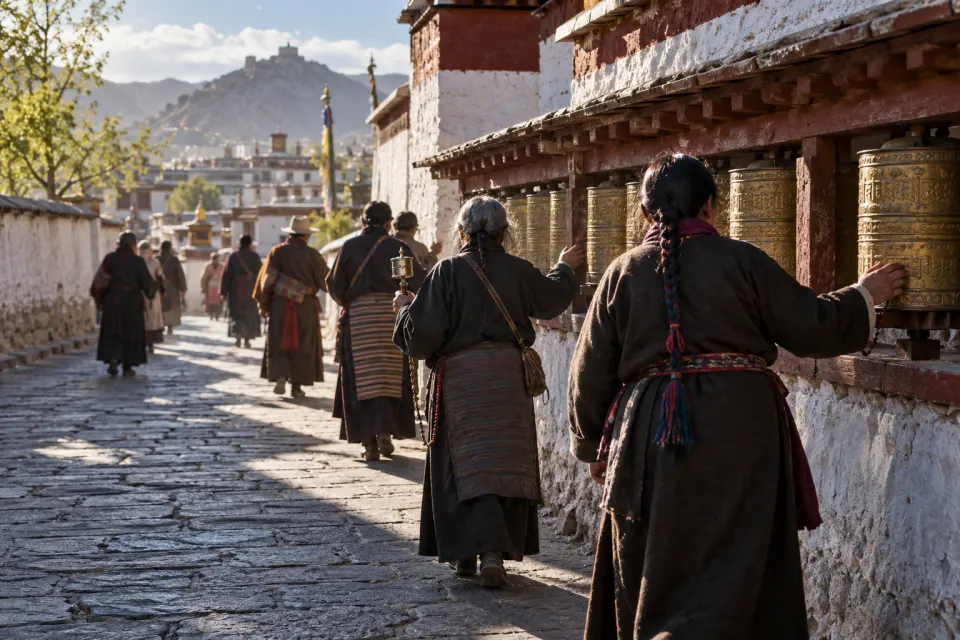 Lingkhor circumambulation in Lhasa, Tarboche pole at Kailash