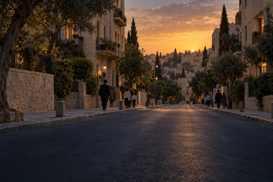 Jerusalem's empty streets at dusk