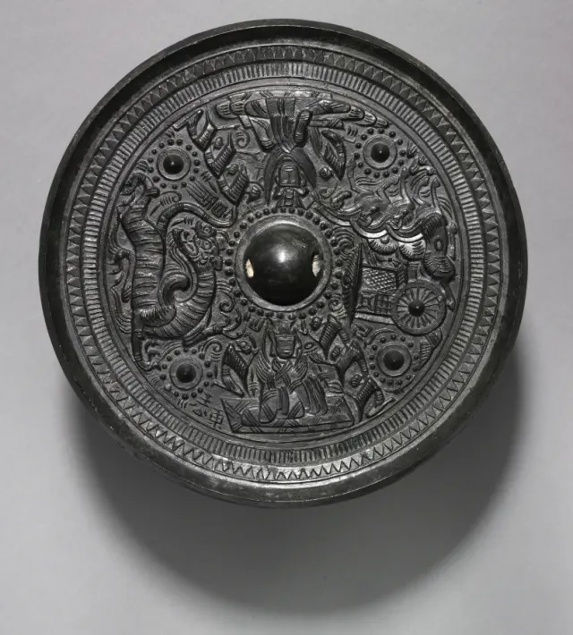 Mirror with Deities, Chariot, and the White Tiger