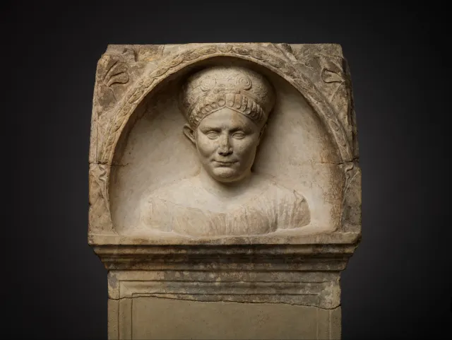 Marble pediment of a funerary altar