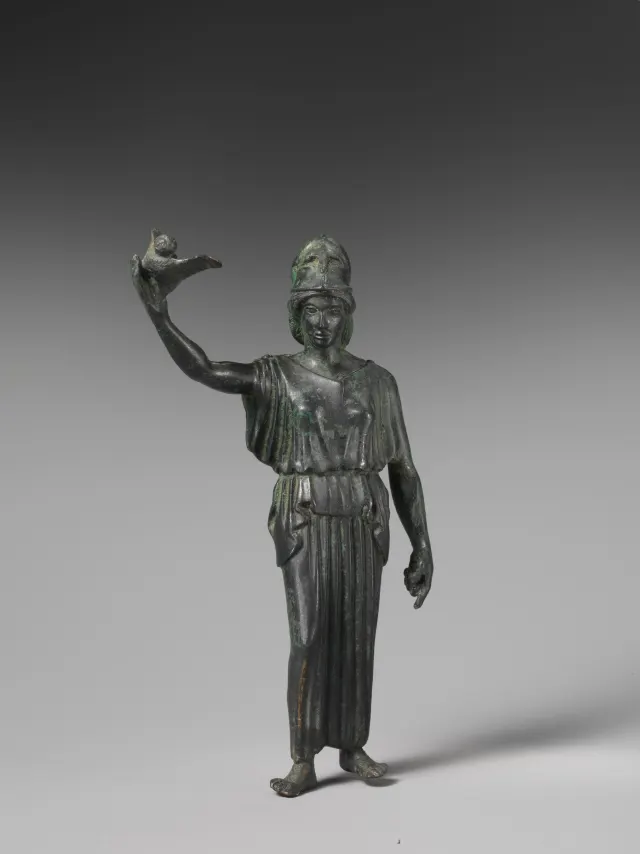 Bronze statuette of Athena flying her owl
