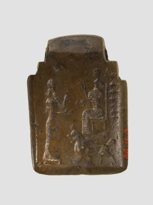 Amulet with fighting demons; on reverse: Ishtar enthroned and worshiper