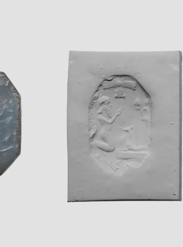 Stamp seal (octagonal pyramid) with cultic scene