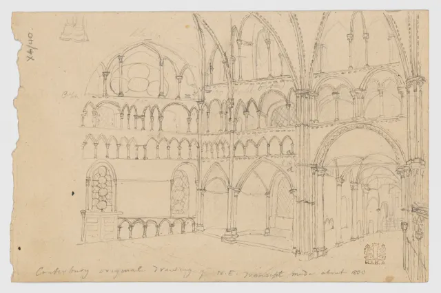 Northeast Transept of Canterbury Cathedral (recto); Architectural Details (verso)